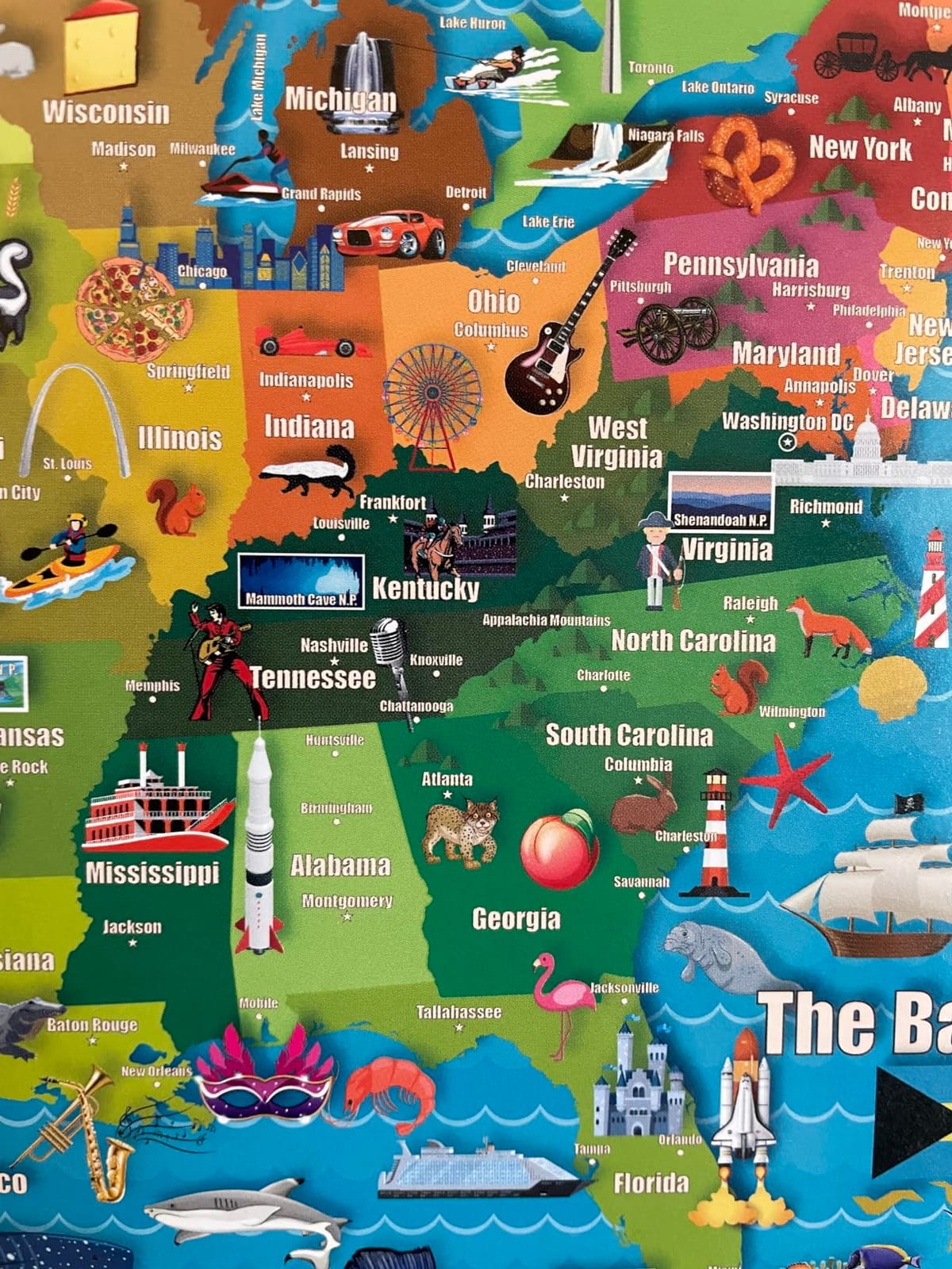 Think2Master Colorful United States Map 1000 Pieces Jigsaw Puzzle for 13+, Seniors, Adults & Families. Great Educational Gift for Interest in the USA Map. Size: 26.8” X 18.9” customer photo 1