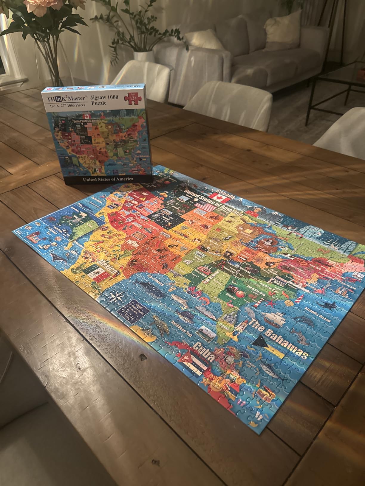 Think2Master Colorful United States Map 1000 Pieces Jigsaw Puzzle for 13+, Seniors, Adults & Families. Great Educational Gift for Interest in the USA Map. Size: 26.8” X 18.9” customer photo 2