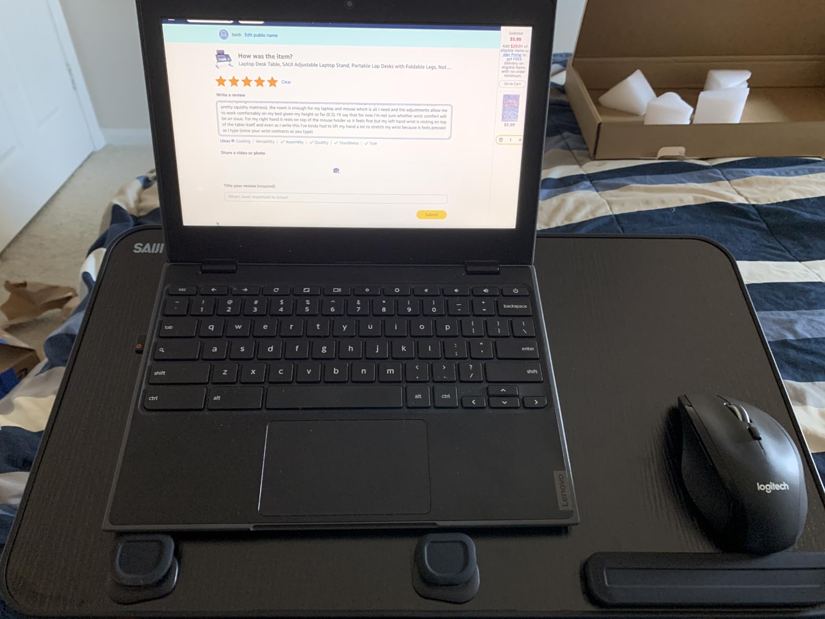 Laptop Desk Table, SAIJI Adjustable Laptop Stand, Portable Lap Desks customer photo 2
