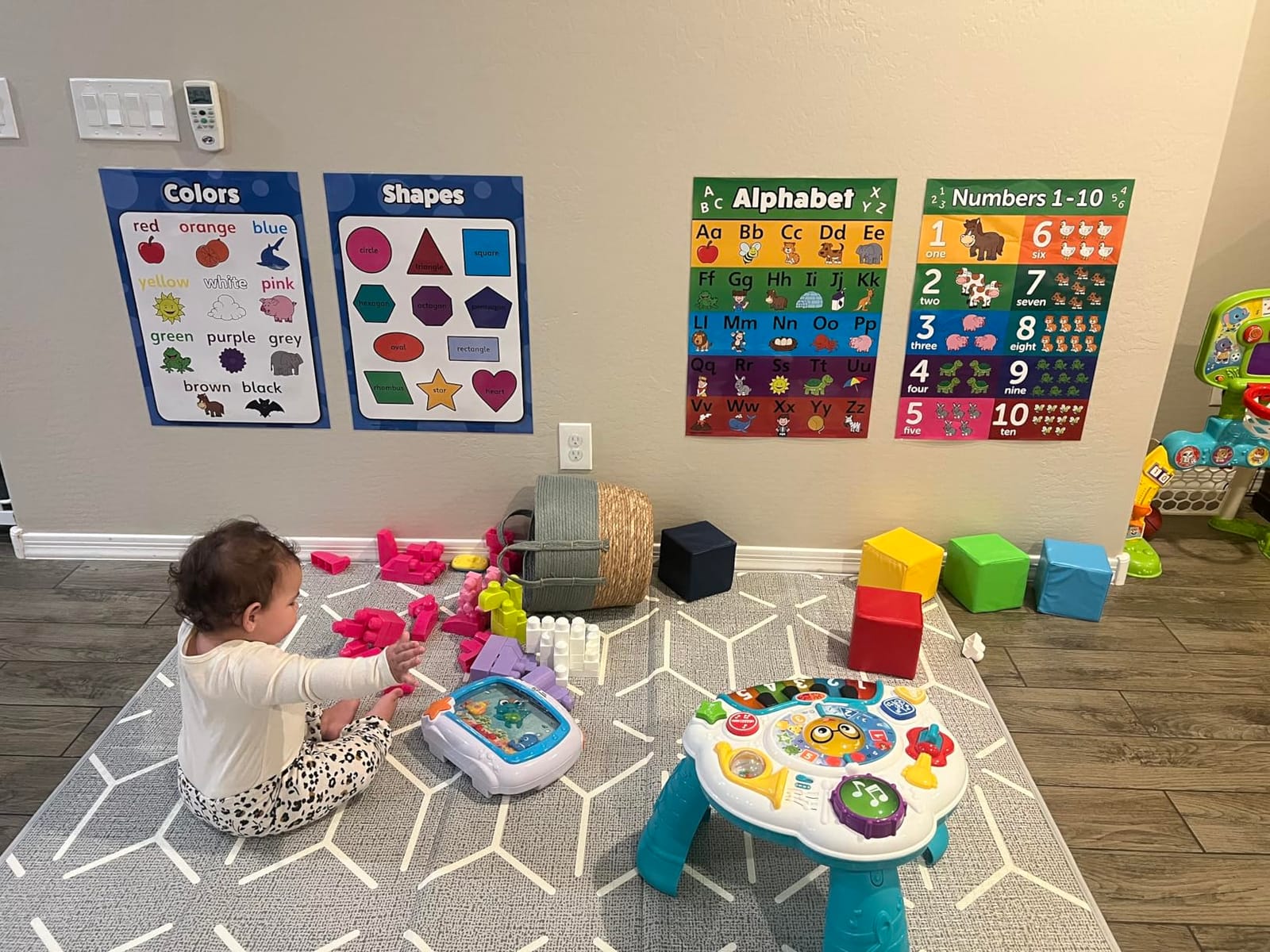 Palace Learning 4 pack - ABC Alphabet + Numbers 1-10 + Shapes + Colors Poster Set - Toddler Educational Charts (LAMINATED, 18
