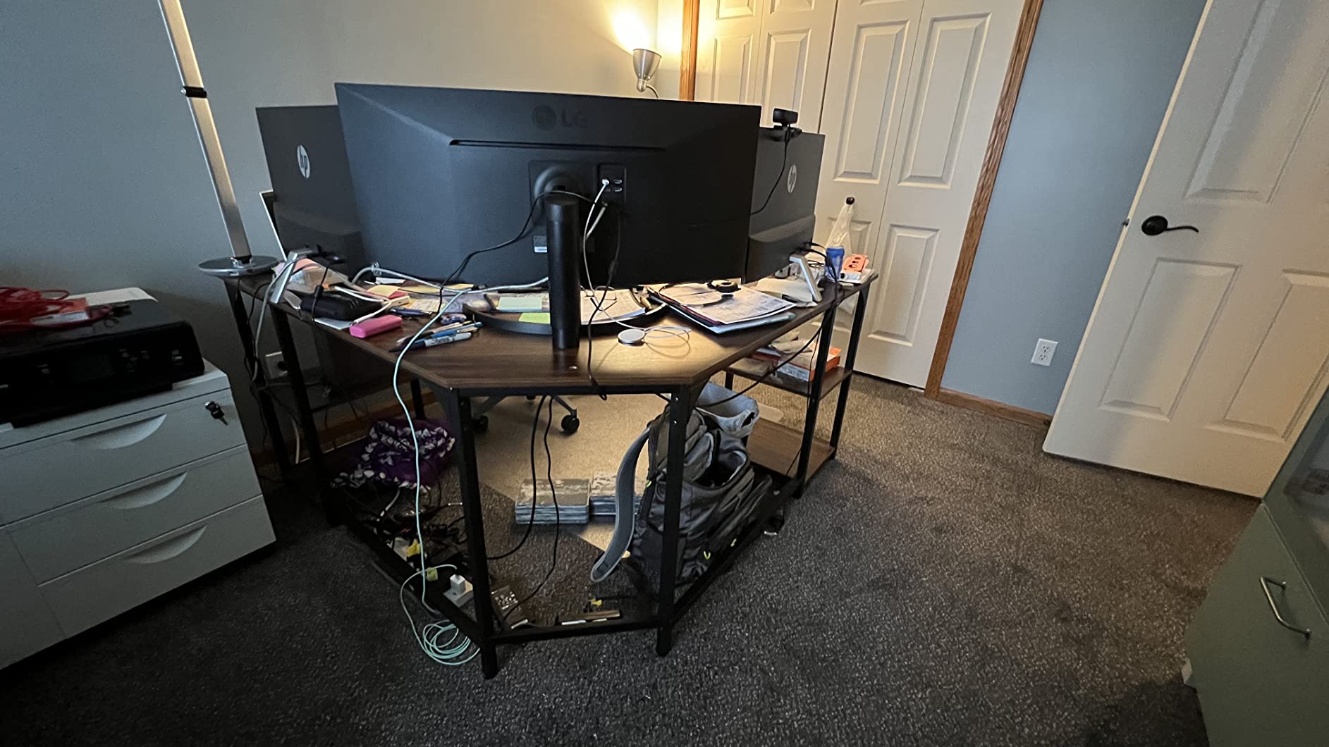 Elephance Large L-Shaped Computer Desk with Shelves, Corner Desk, Home Office Writing Workstation, Gaming Desk PC Latop Table with Storage customer photo 2