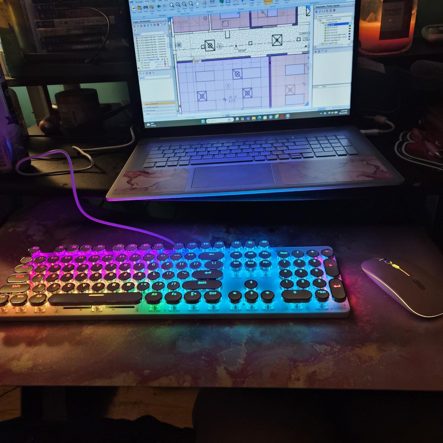 YSCP Typewriter Style Mechanical Gaming Keyboard RGB Backlit Wired with Blue Switch Retro Round Keycap 104 Keys Keyboard (R-White) customer photo 1