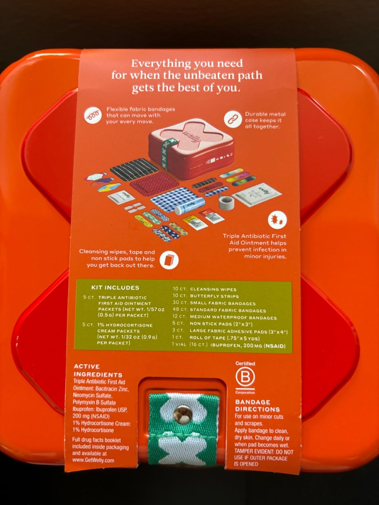 Welly First Aid Kit | FSA Eligible | Adhesive Flexible Fabric and Waterproof Bandages, Tape and Non-Stick Pads, Butterfly Strips, Triple Antibiotic and Hydrocortisone Ointments, Ibuprofen - 130 Count customer photo 2