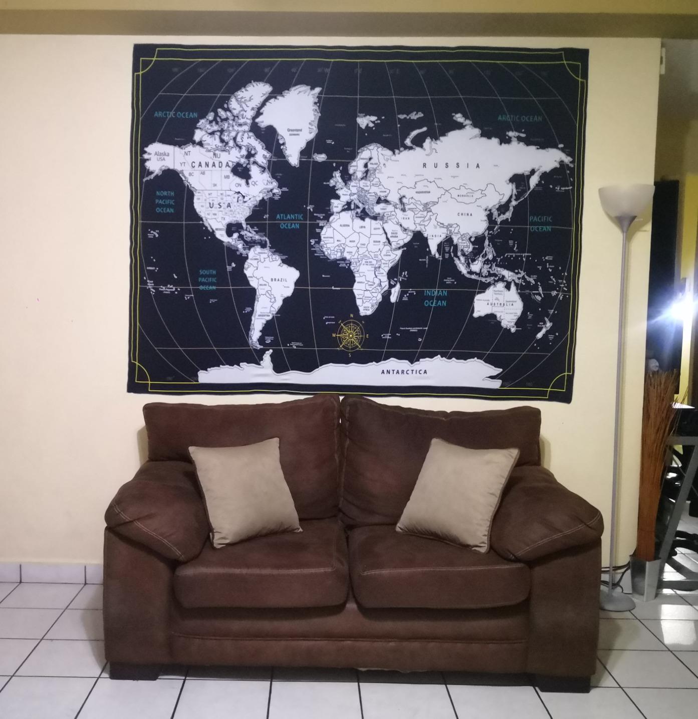 CAPSCEOLL World Map Tapestry Wall Hanging Black White Tapestry 40X30 Inch customer photo 2