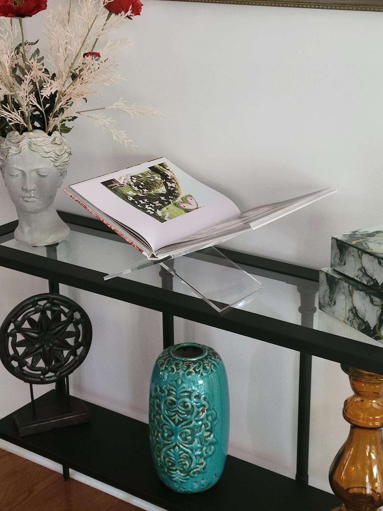 Red Co. Transparent Clear Acrylic Book Holder 2 Piece Reading Stand for Open and Closed Books, Magazines, Textbooks 6