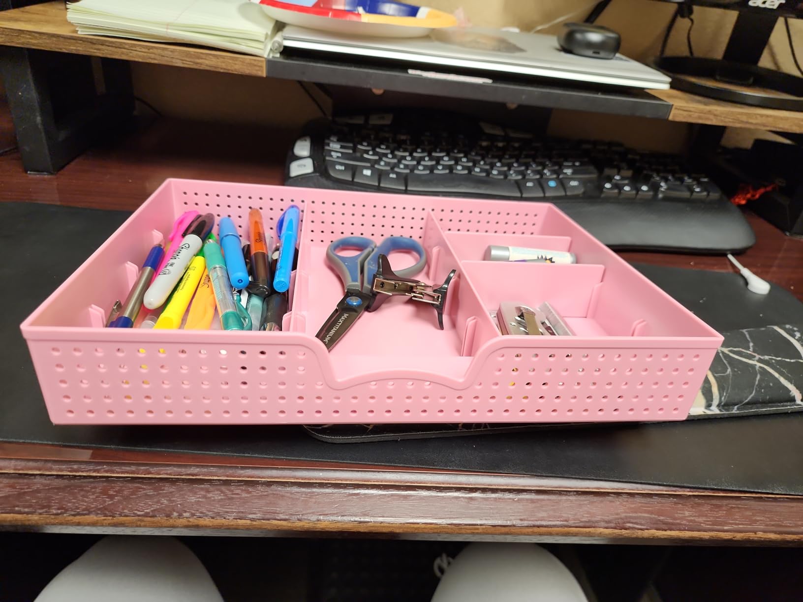 Simple Houseware Drawer Organizer Tray, 9 Adjustable Compartments, White customer photo 2