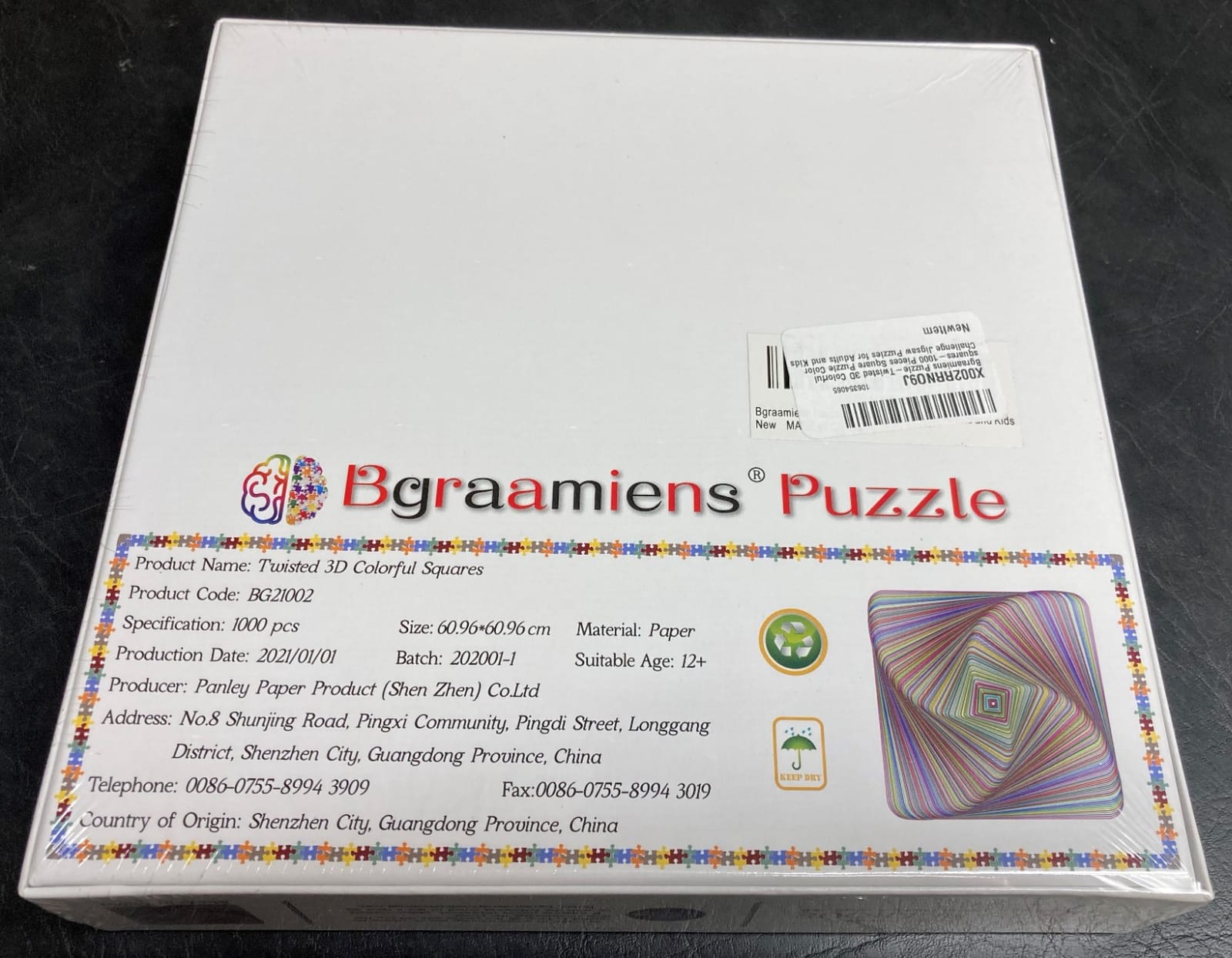 Bgraamiens Puzzle-Twisted 3D Colorful squares-1000 Pieces Square Puzzle Color Challenge Jigsaw Puzzles for Adults customer photo 1