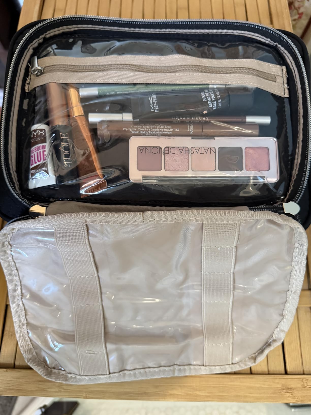 BAGSMART Toiletry Bag Hanging Travel Makeup Organizer with TSA Approved Transparent Cosmetic Bag Makeup Bag for Full Sized Toiletries, Medium-Black customer photo 1