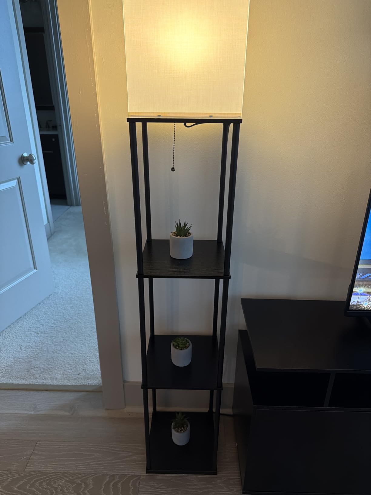 SUNMORY Floor Lamp with Shelves, Standing Lamps for Living Room, Black customer photo 2