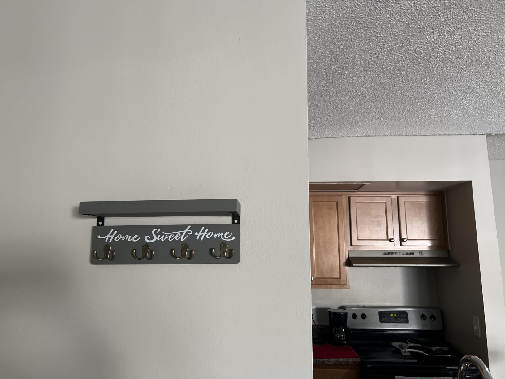 buways Key Holder Wall Mount with 8 Hooks and Cozy Home Sign (Gray) customer photo 1