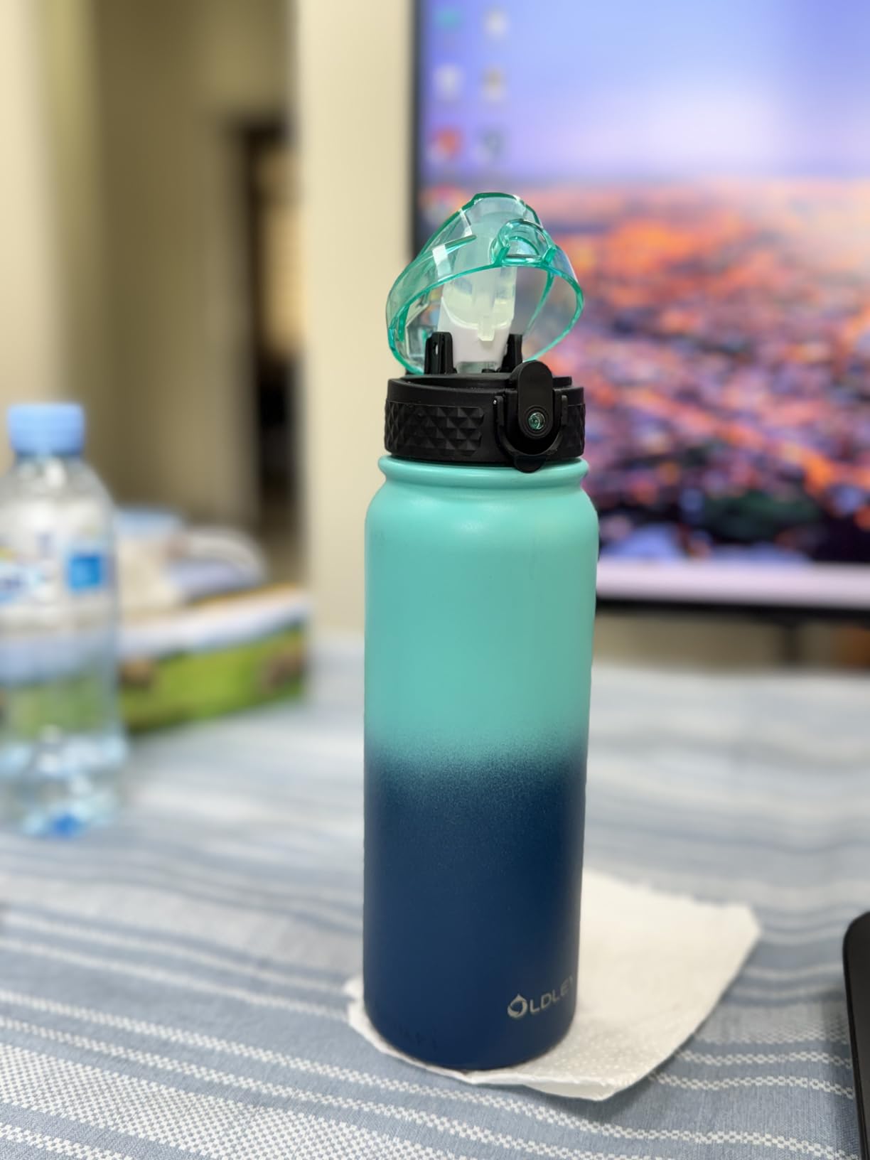 Oldley Insulated Water Bottle 20oz for Adults Kids Stainless Steel Water Bottles with Straw/Chug/Carabiner 3 Lids Fruit Strainer Double Wall Vacuum Wide Mouth BPA Free Leak-Proof for School Travel customer photo 2