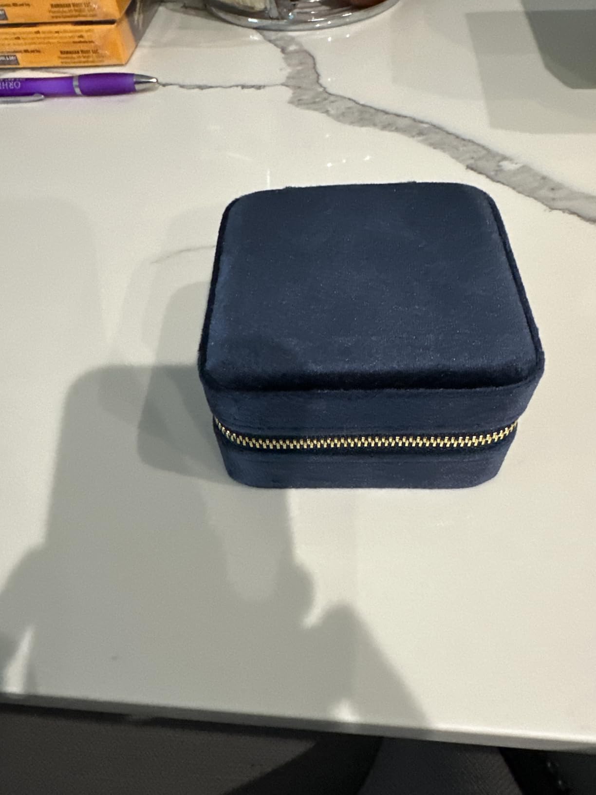 Benevolence LA Featured in Oprah's Favorite Things Plush Velvet Travel Jewelry Box – Jewelry Organizer Case with Mirror – Birthday Gifts for Women – Navy Blue customer photo 2