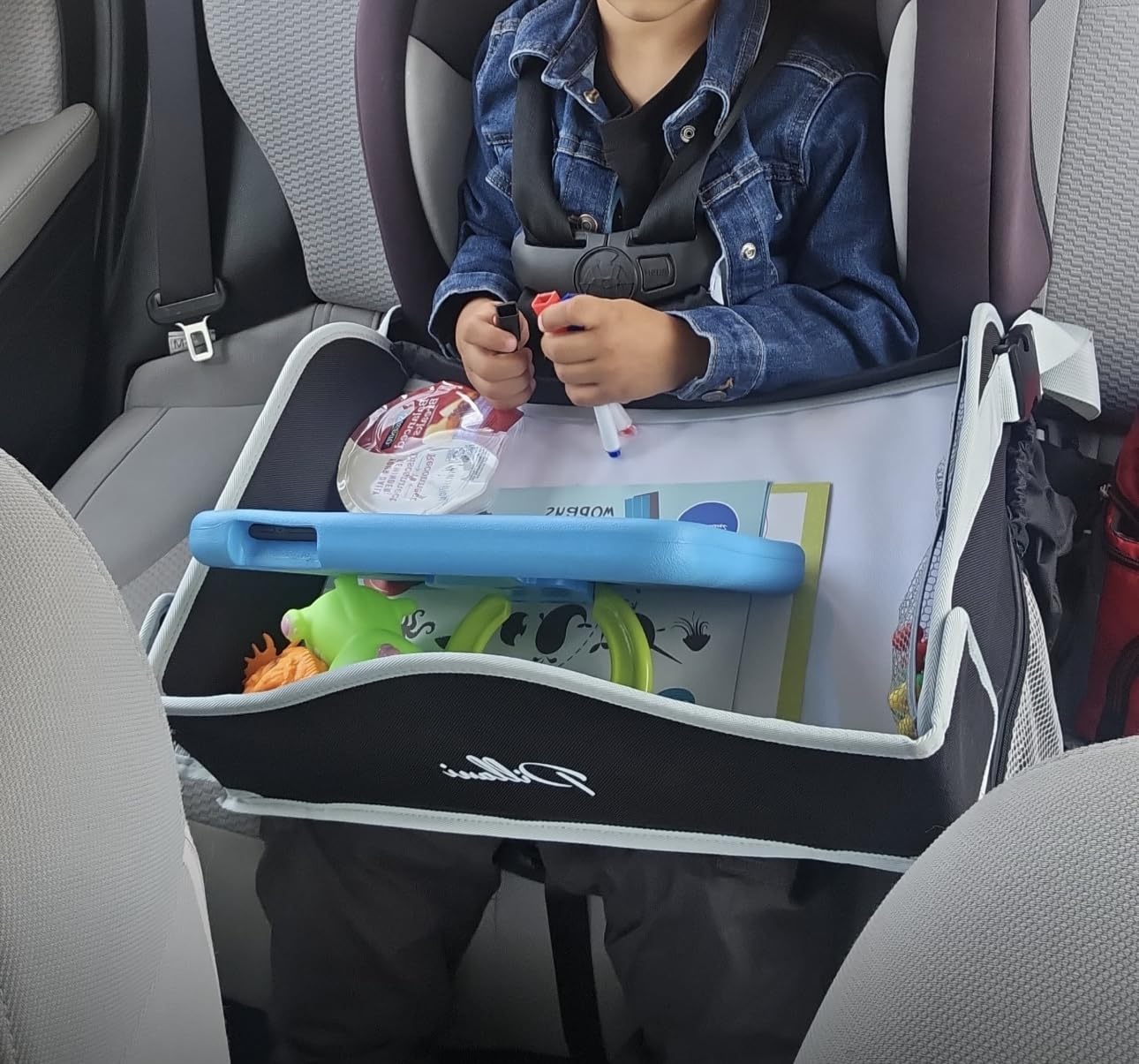PILLANI Kids Travel Tray for Car - Car Seat Tray with Activity Sheets & Pens, Road Trip Essentials for Car & Airplane, Must Have Toddler Travel Lap Desk Accessories - Road Trip Activities for Kids customer photo 2