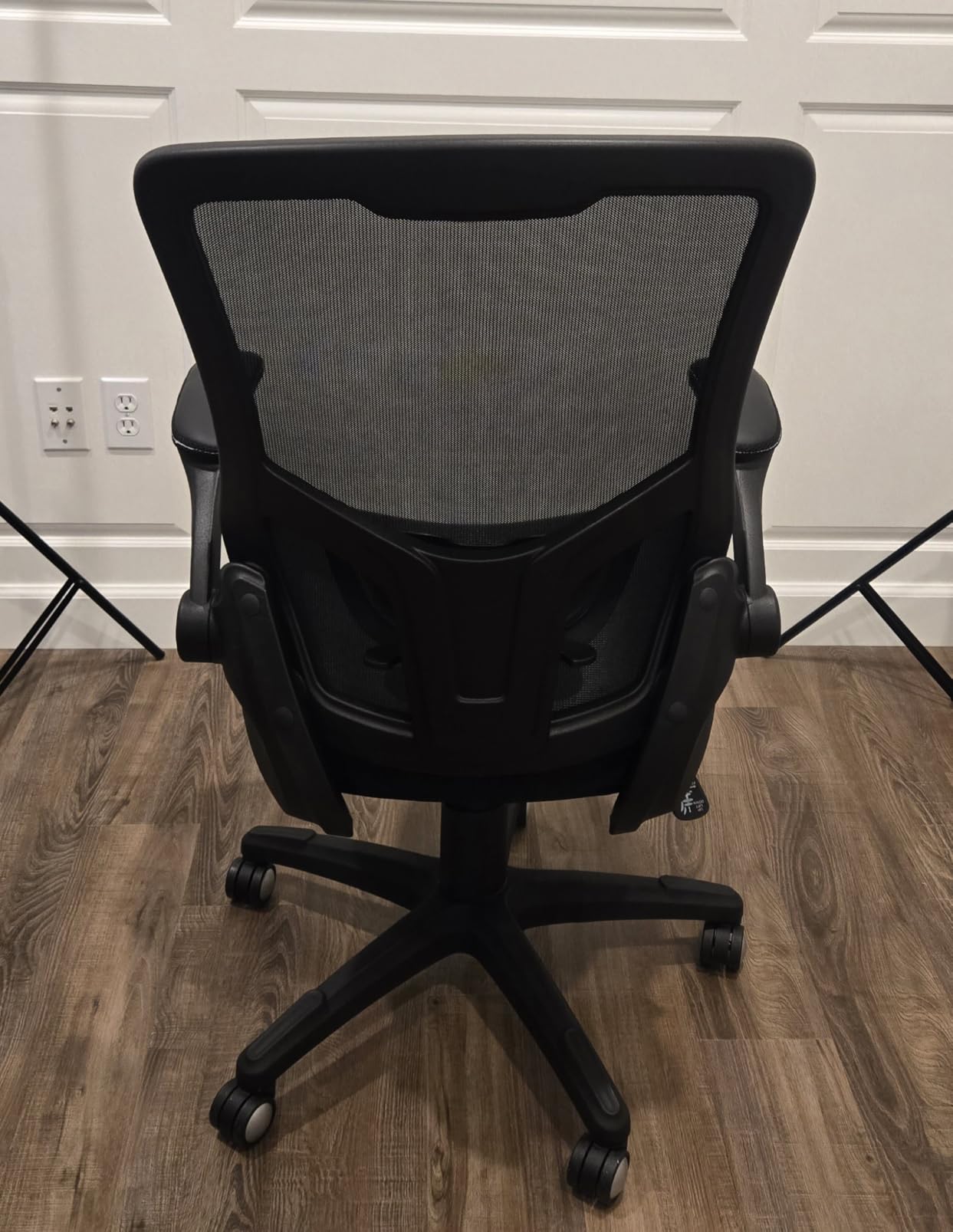 Office Chair Ergonomic Desk Chair, Computer PU Leather Home Office Chair, Swivel Mesh Back Adjustable Lumbar Support Flip-up Arms Executive Task Chair customer photo 2
