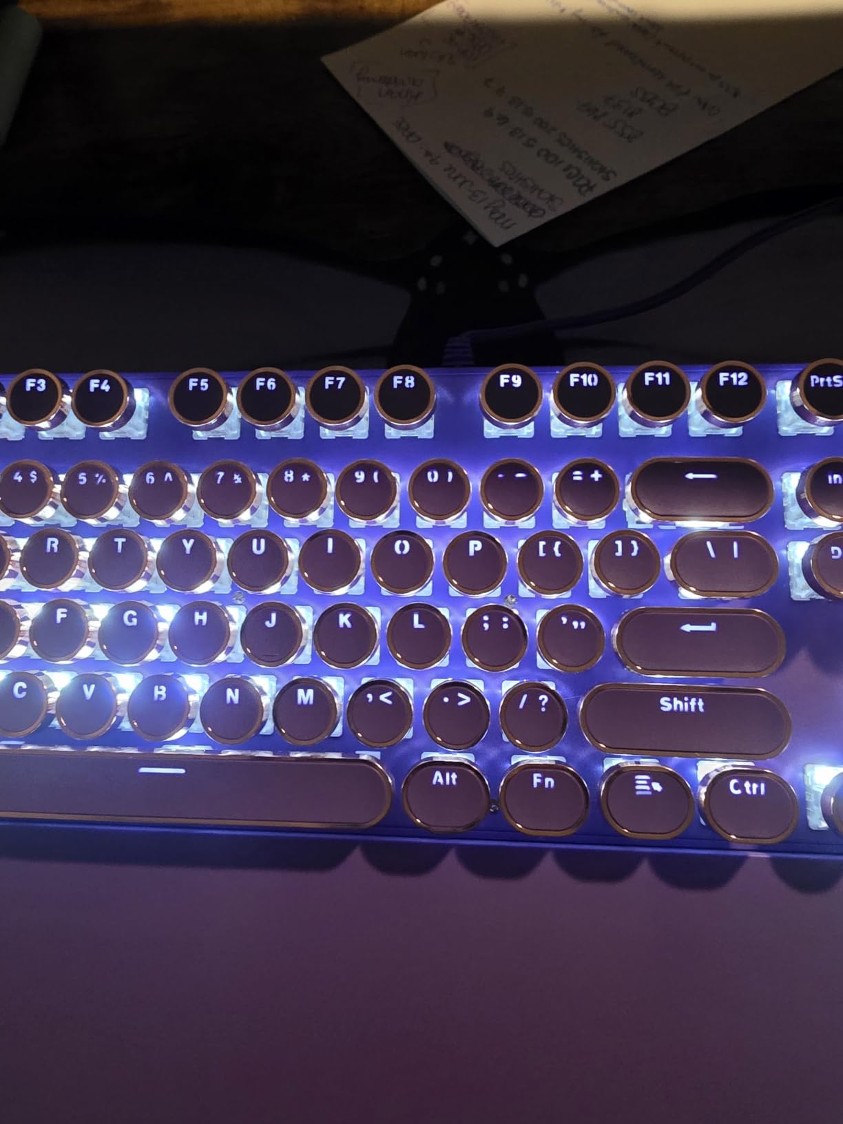 Camiysn Typewriter Style Mechanical Gaming Keyboard, Black Retro Punk Gaming Keyboard with RGB Backlit, 104 Keys Blue Switch Wired Cute Keyboards, Round Keycaps for Windows/Mac/PC customer photo 2