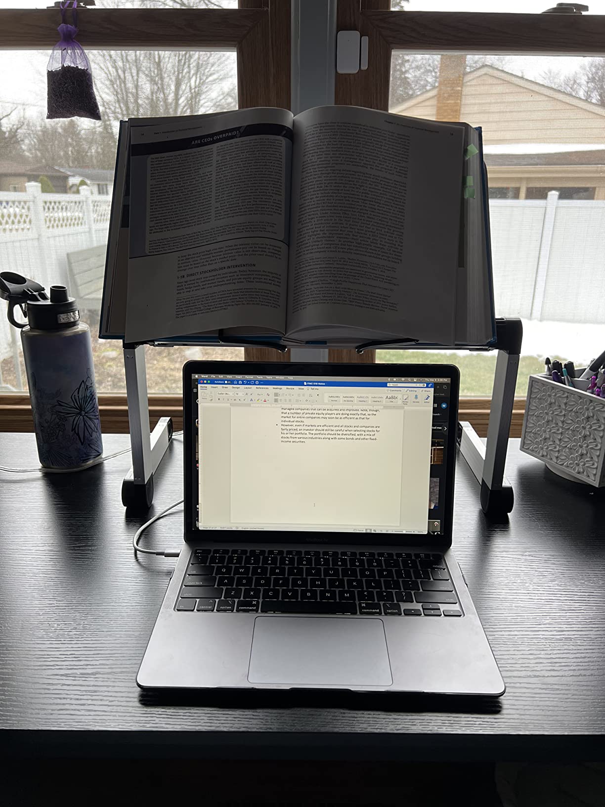 Extra Large Book Stand Adjustable for Bed Sofa, Multifunctional Laptop Holder with Page Clips, Ergonomic Multi Heights Angles, Cooking Stands Heavy Textbook Portable, Black, 19.5 x 10 inches customer photo 1