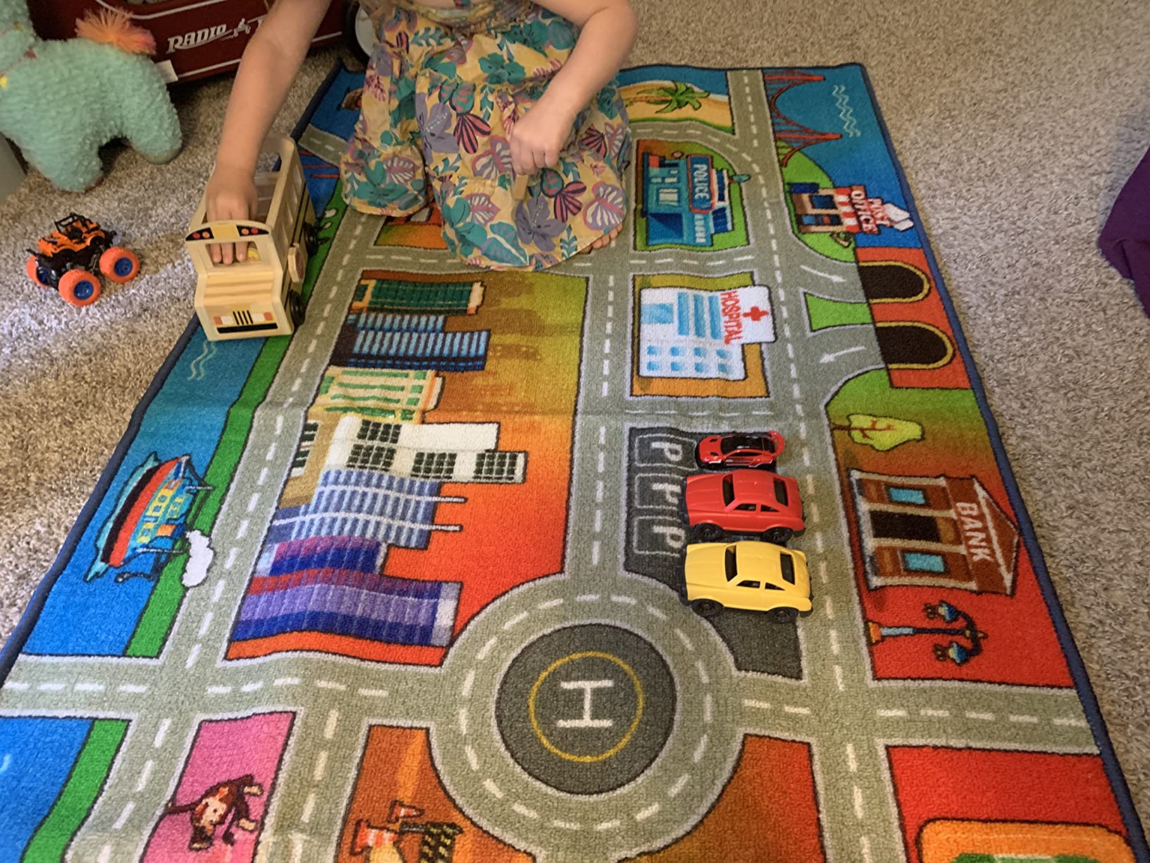 Booooom Jackson Classroom Rug - 7'6''x13' Rainbow Preschool Classroom Carpet with Seating Squares, Non-Slip & No-Trip Edges, Vibrant Colors for Kids Playroom Floor Mat customer photo 1