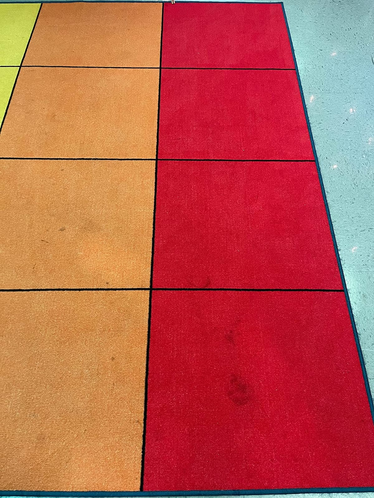 Booooom Jackson Classroom Rug - 7'6''x13' Rainbow Preschool Classroom Carpet with Seating Squares, Non-Slip & No-Trip Edges, Vibrant Colors for Kids Playroom Floor Mat customer photo 2