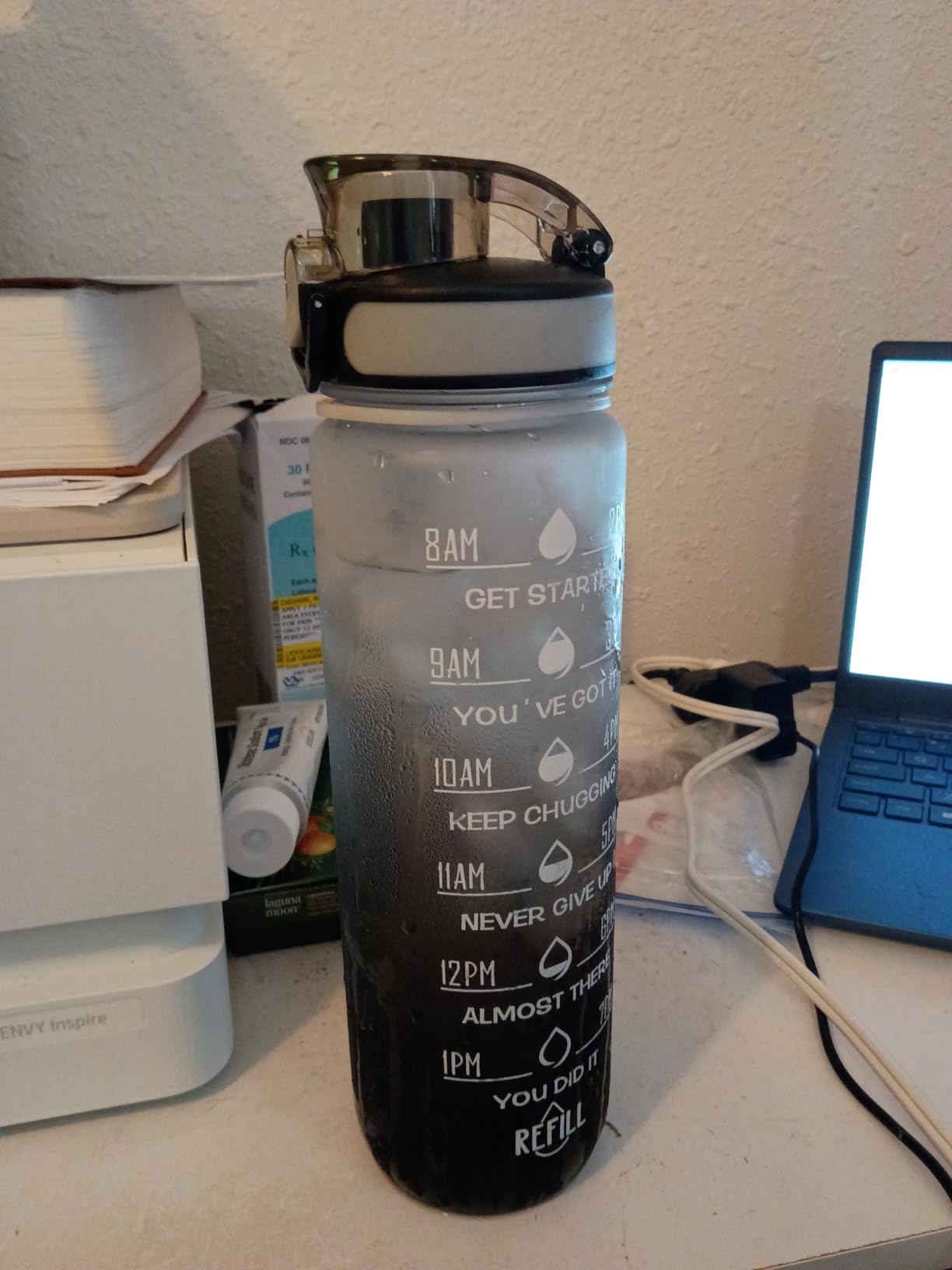 Enerbone Water Bottle, Leakproof BPA & Toxic Free, Motivational Water Bottle with Times to Drink and Straw, Fitness Sports Water Bottle with Strap for Office, Gym, Outdoor Sports customer photo 1