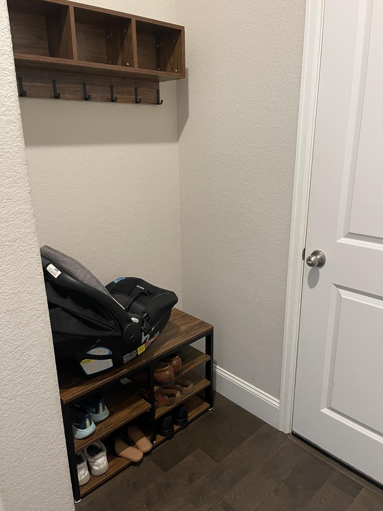 Tribesigns Coat Rack Shoe Bench Set Industrial, Hall Tree with 3 Storage Cubbies, 7 Hooks for Entryway, Hallway, 5-in-1Design, Vintage Grey customer photo 2