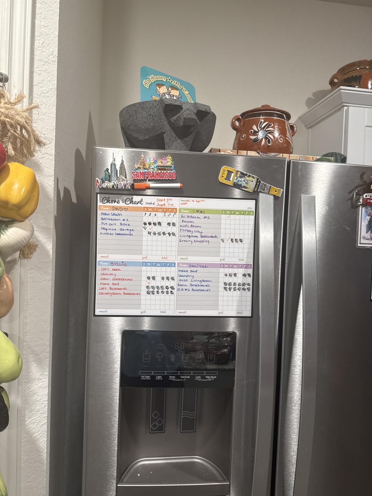 JJPRO Magnetic Dry Erase Chore Chart Set for Fridge-Used for Multiple Kids-One Chore Chart and Two Bonus Dry Erase Pad/Grocery Boards-Behavior Chart for Multiple Kids customer photo 1