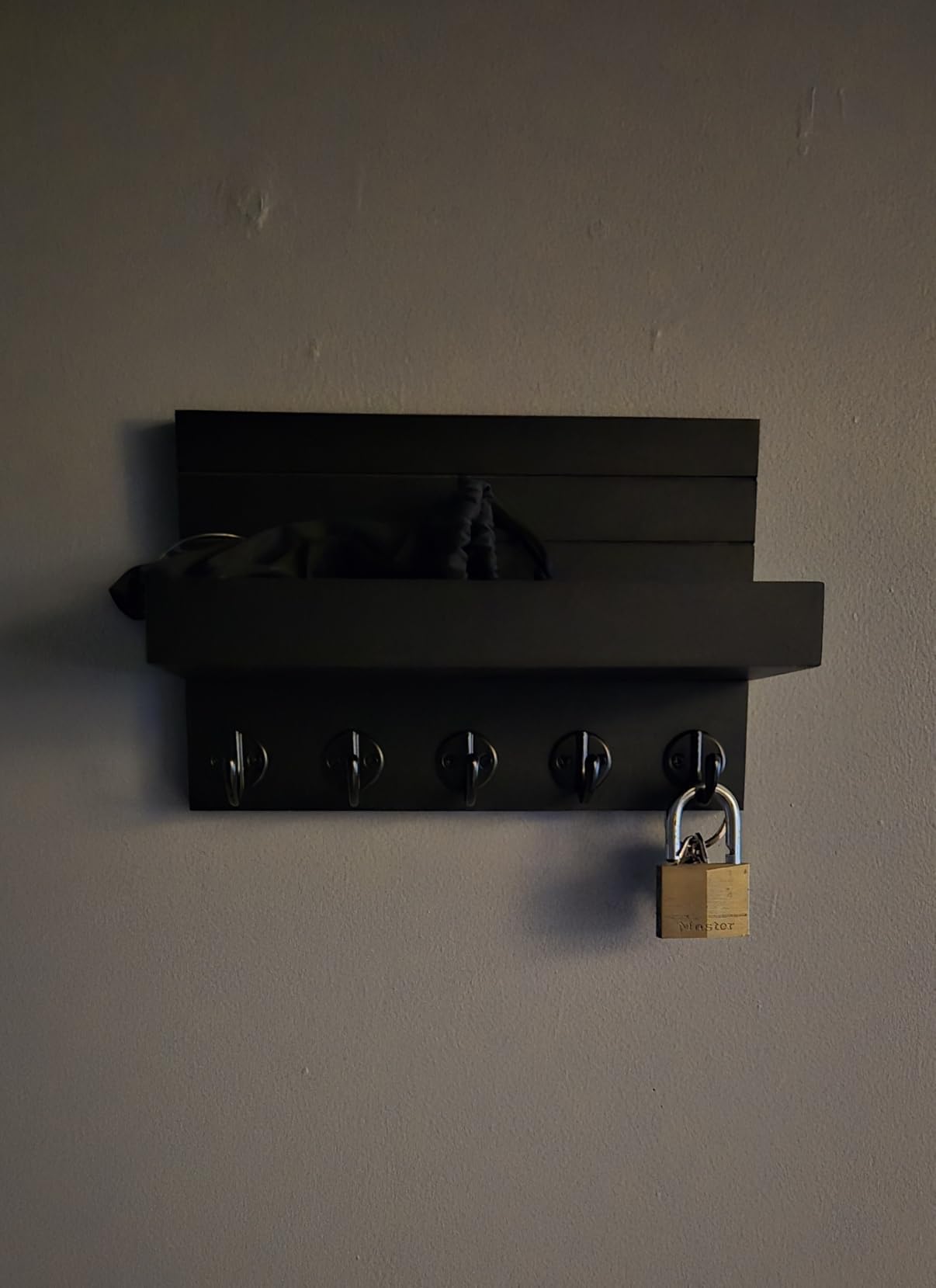 Lwenki Key Holder for Wall, Decorative Key and Mail Holder with Shelf Has Large Hooks for Bags, Coats, Umbrella – Paulownia Wood Key Hanger with Mounting Hardware (9.8”W x 6.7”H x 4.2”D) customer photo 1