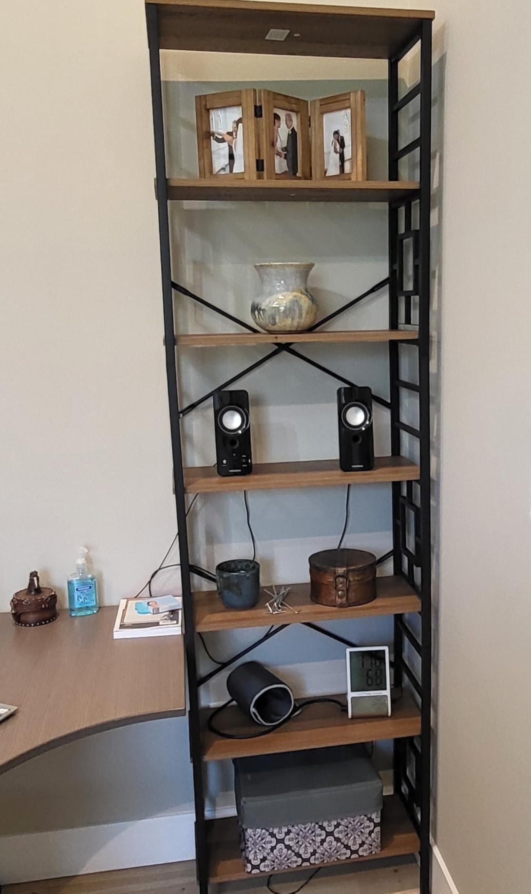 HOMISSUE Bookcase,6-Tier Tall Bookshelf Metal Bookcase and Bookshelves, Free Standing Storage Modern Bookshelf for Home Office Living Room and Bedroom, Rustic Brown customer photo 2