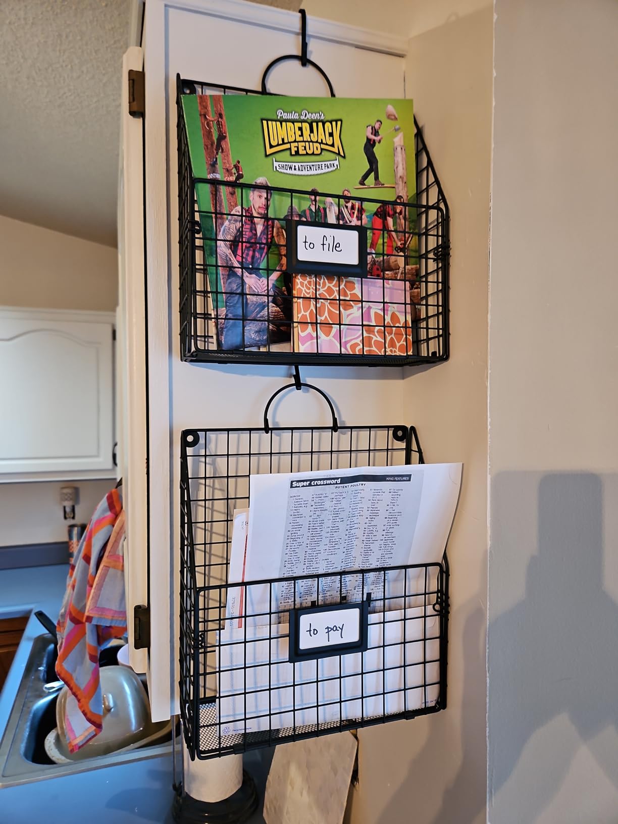 4 Packs Hanging Wall File Organizer with Hooks, Magazine Rack ,Mail Basket customer photo 1