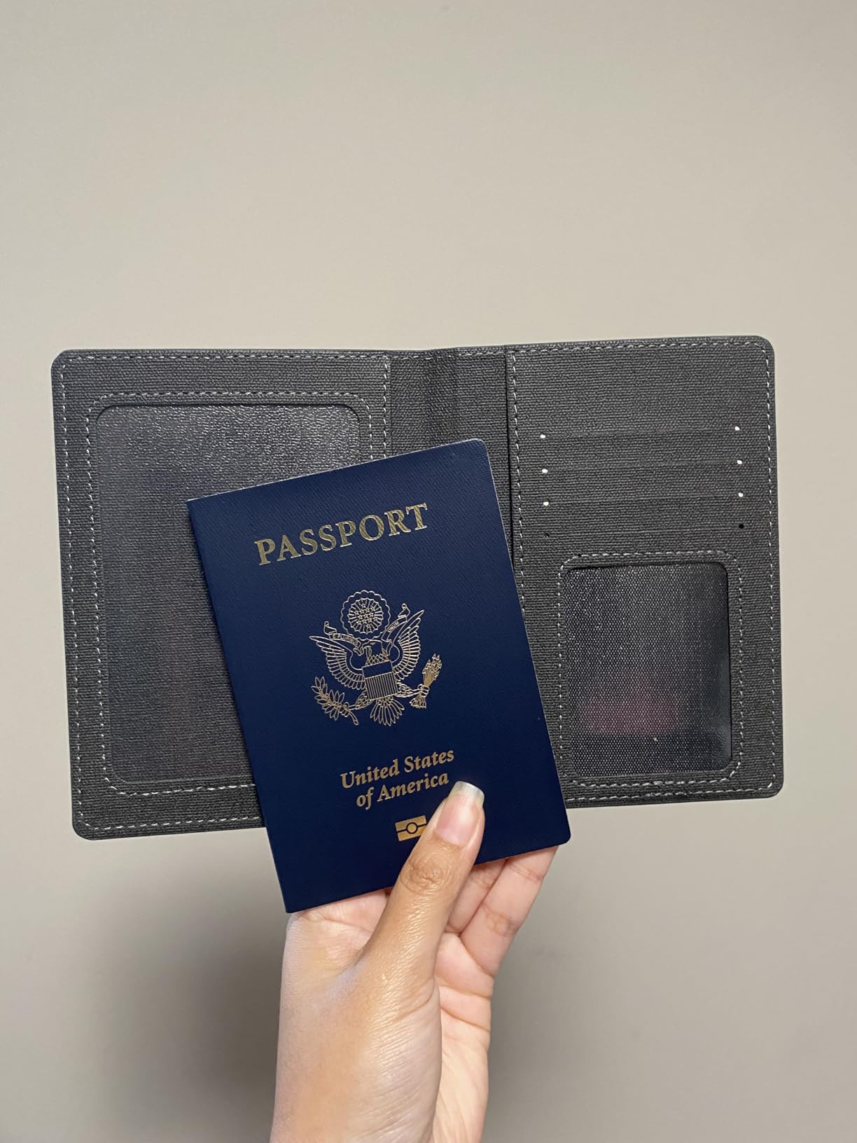 2 Pack Passport Cover With Card Slots RFID Blocking-White&Black customer photo 1