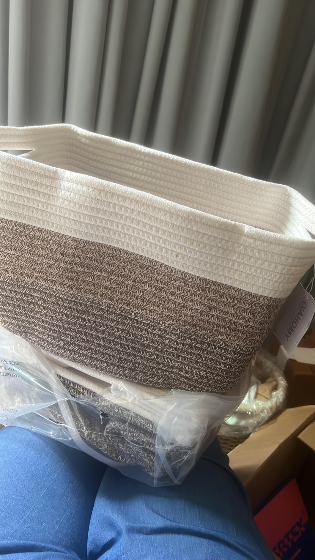 OIAHOMY Cotton Rope Storage Baskets for Organizing Gradient Yellow 3-Pack customer photo 2