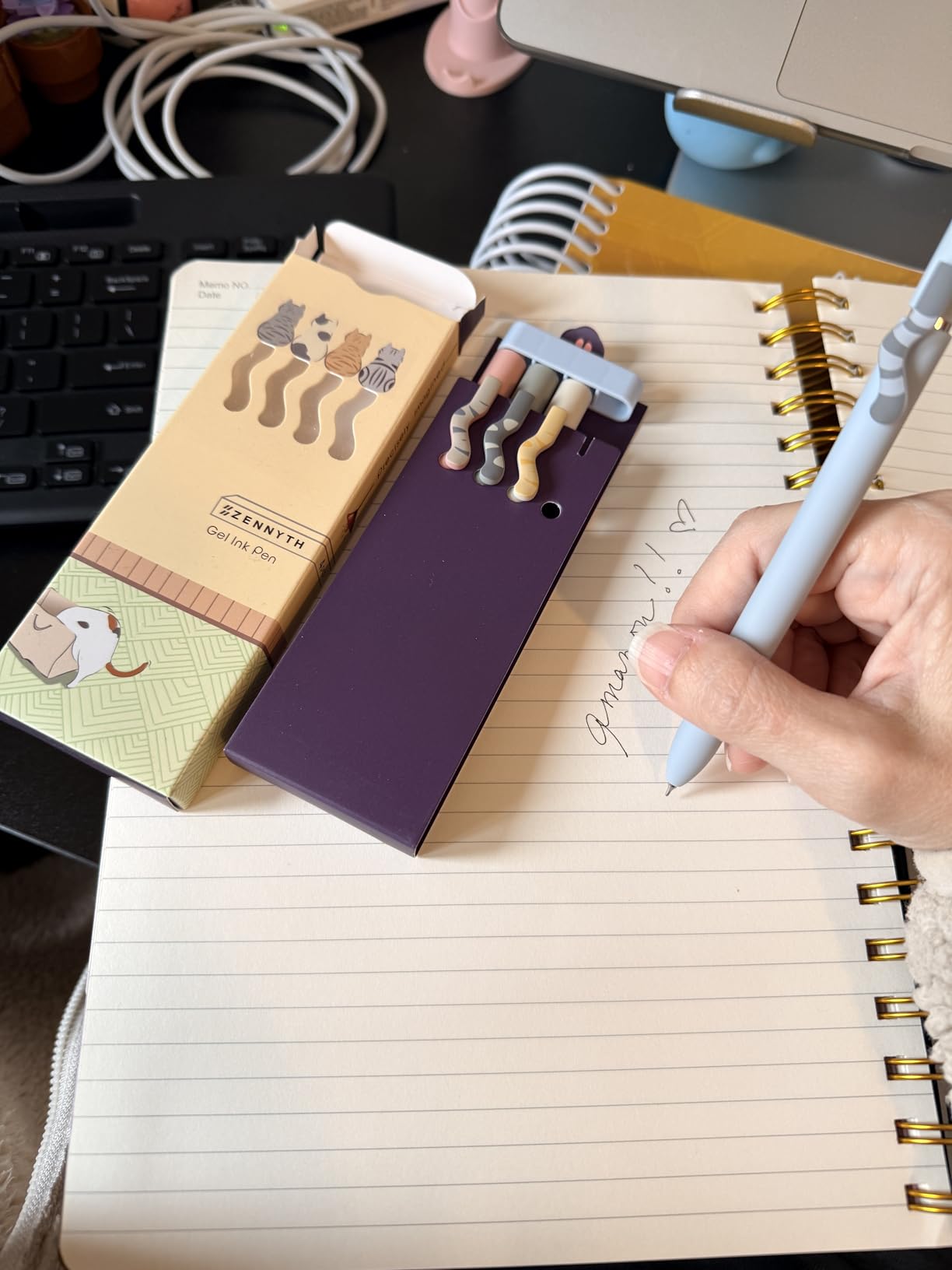 UIXJODO Gel Pens, 5 Pcs 0.5mm Black Ink Pens Fine Point Smooth Writing Pens, High-End Series Pens for Journaling Note Taking, Cute Office School Supplies Gifts for Women Men (Morandi) customer photo 2