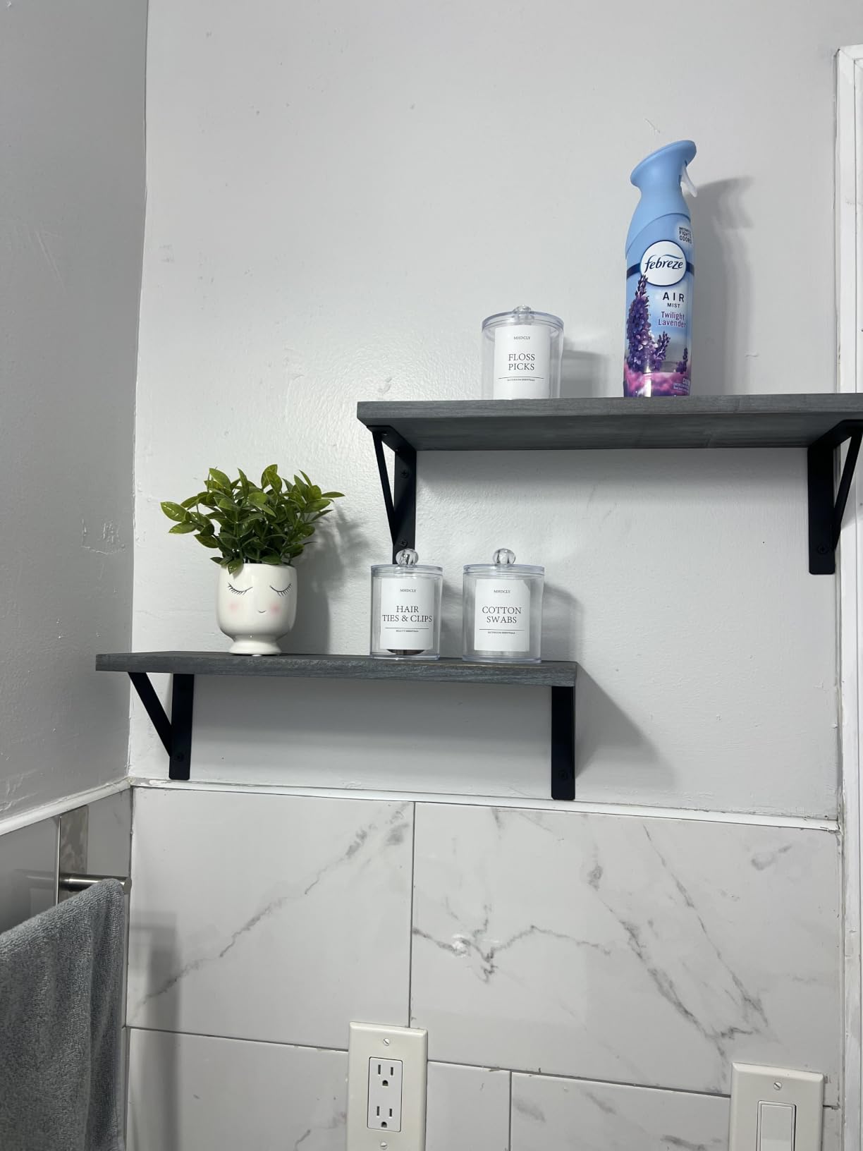 Forbena Large Floating Shelves for Wall 24 Inch Long Set of 3, 8 in Deep Wall Bookshelf for Bedroom Living Room, Wooden Heavy Duty Hanging Book Shelves for Office Kitchen Closet Storage (Black) customer photo 1