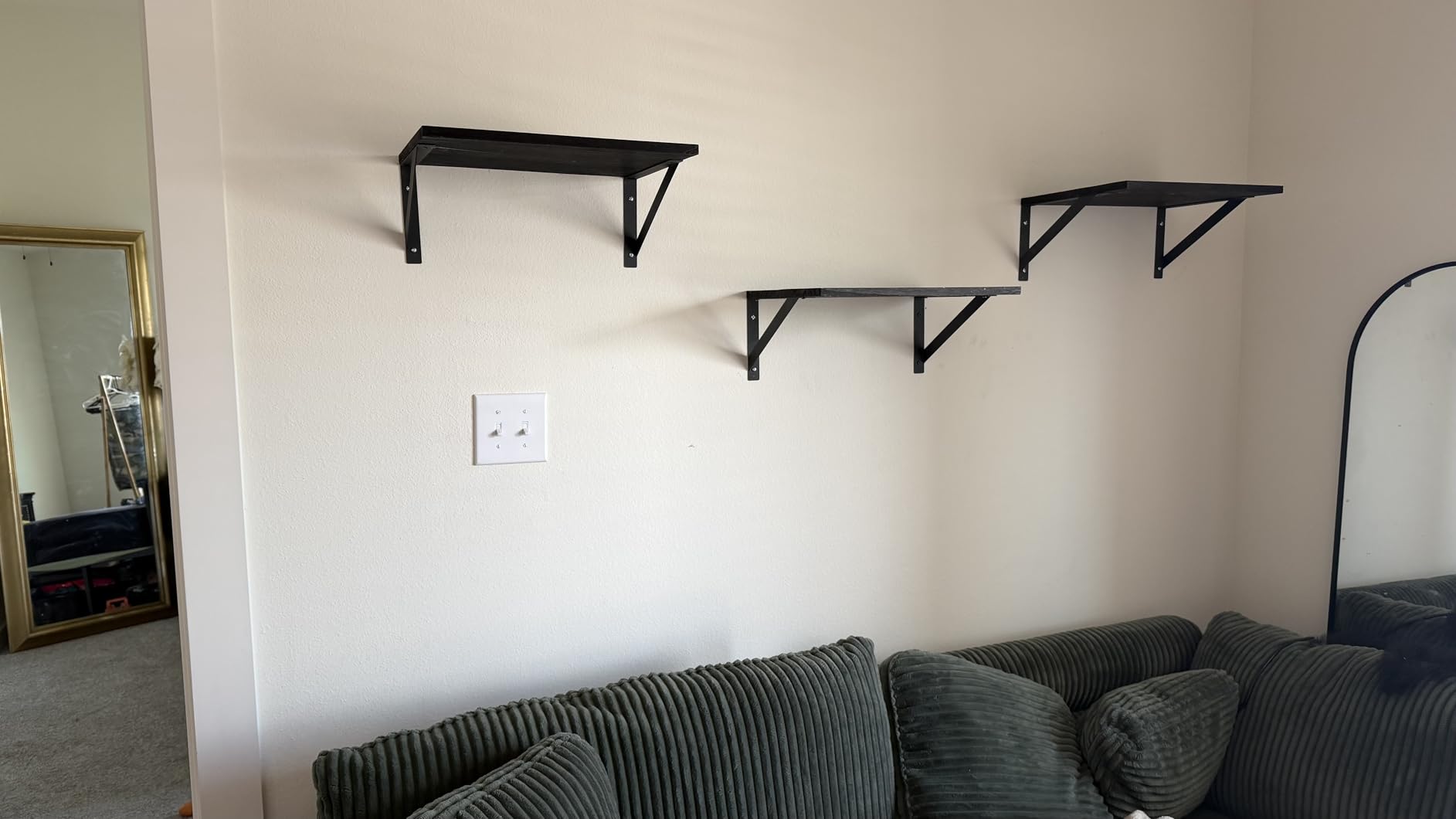 Forbena Large Floating Shelves for Wall 24 Inch Long Set of 3, 8 in Deep Wall Bookshelf for Bedroom Living Room, Wooden Heavy Duty Hanging Book Shelves for Office Kitchen Closet Storage (Black) customer photo 2