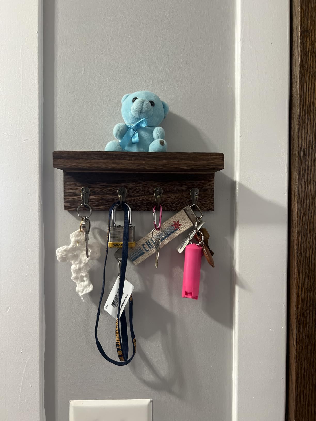 Key Holder Wall Mount, Farmhouse Wall Shelf with 4 Hooks for Entryway customer photo 1