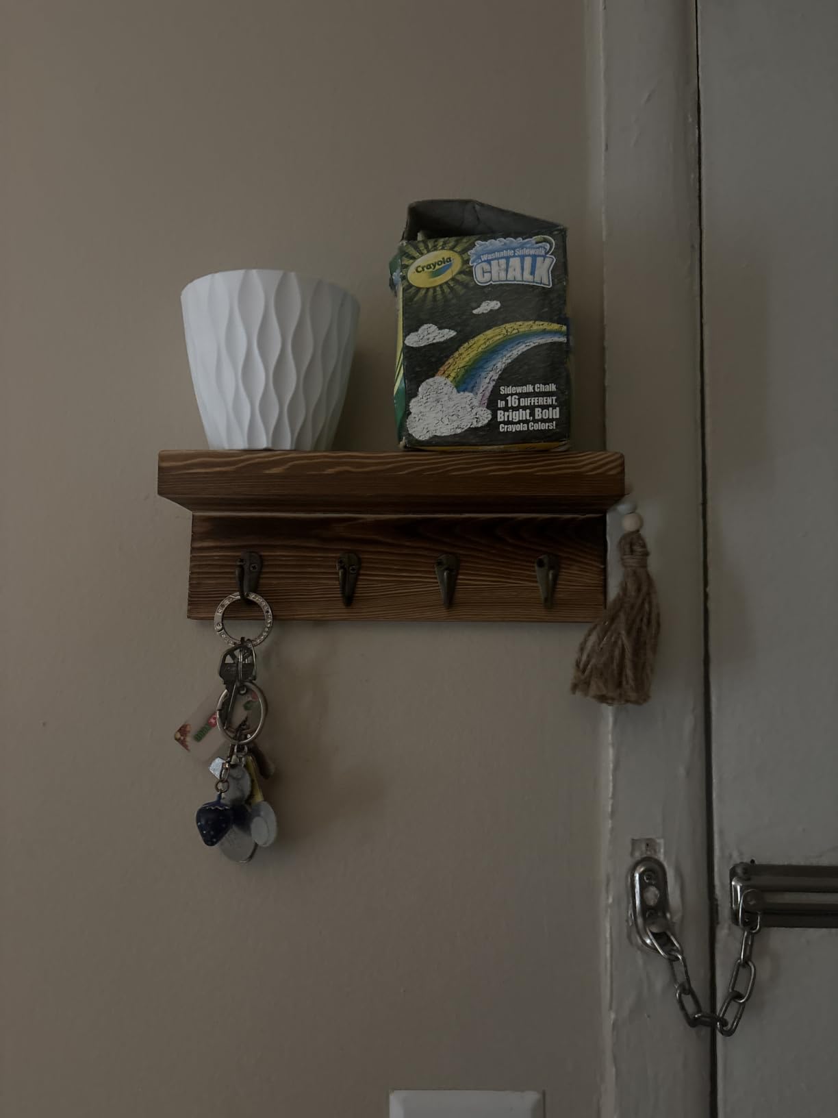 Key Holder Wall Mount, Farmhouse Wall Shelf with 4 Hooks for Entryway customer photo 2