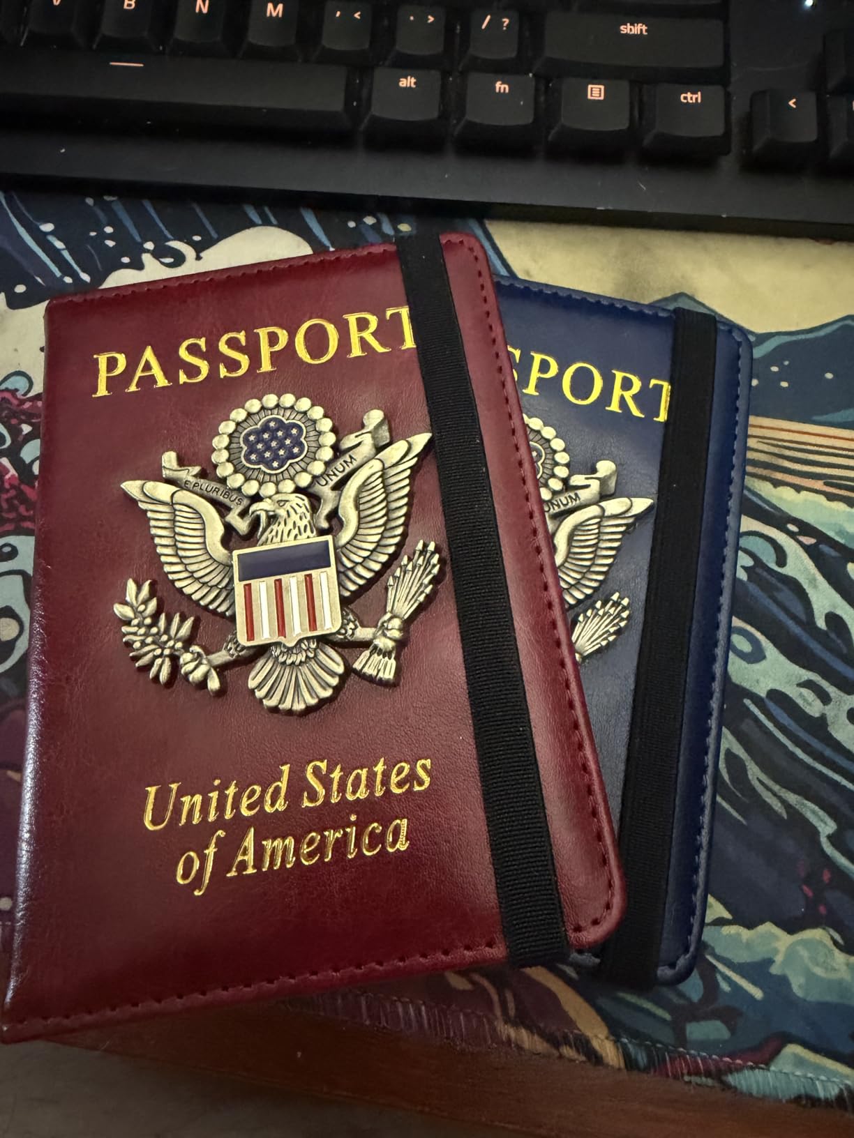 TOURSUIT RFID Blocking Passport Holder, Leather Travel Wallet, Dark Blue customer photo 1