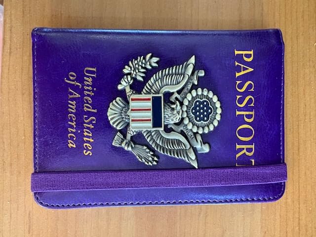 TOURSUIT RFID Blocking Passport Holder, Leather Travel Wallet, Dark Blue customer photo 2