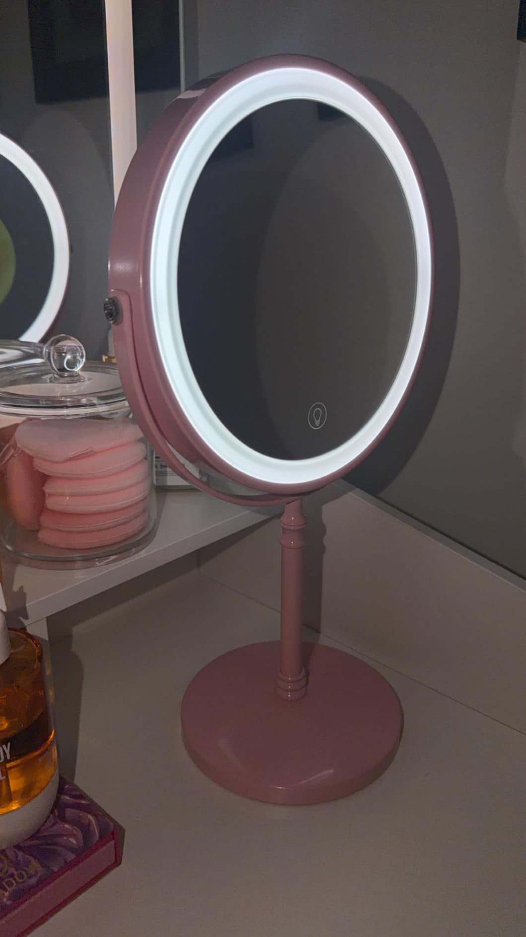 DEIOVWXS Makeup Mirror, Rechargeable Vanity Mirror with 3 Lights, 1X/10X customer photo 2