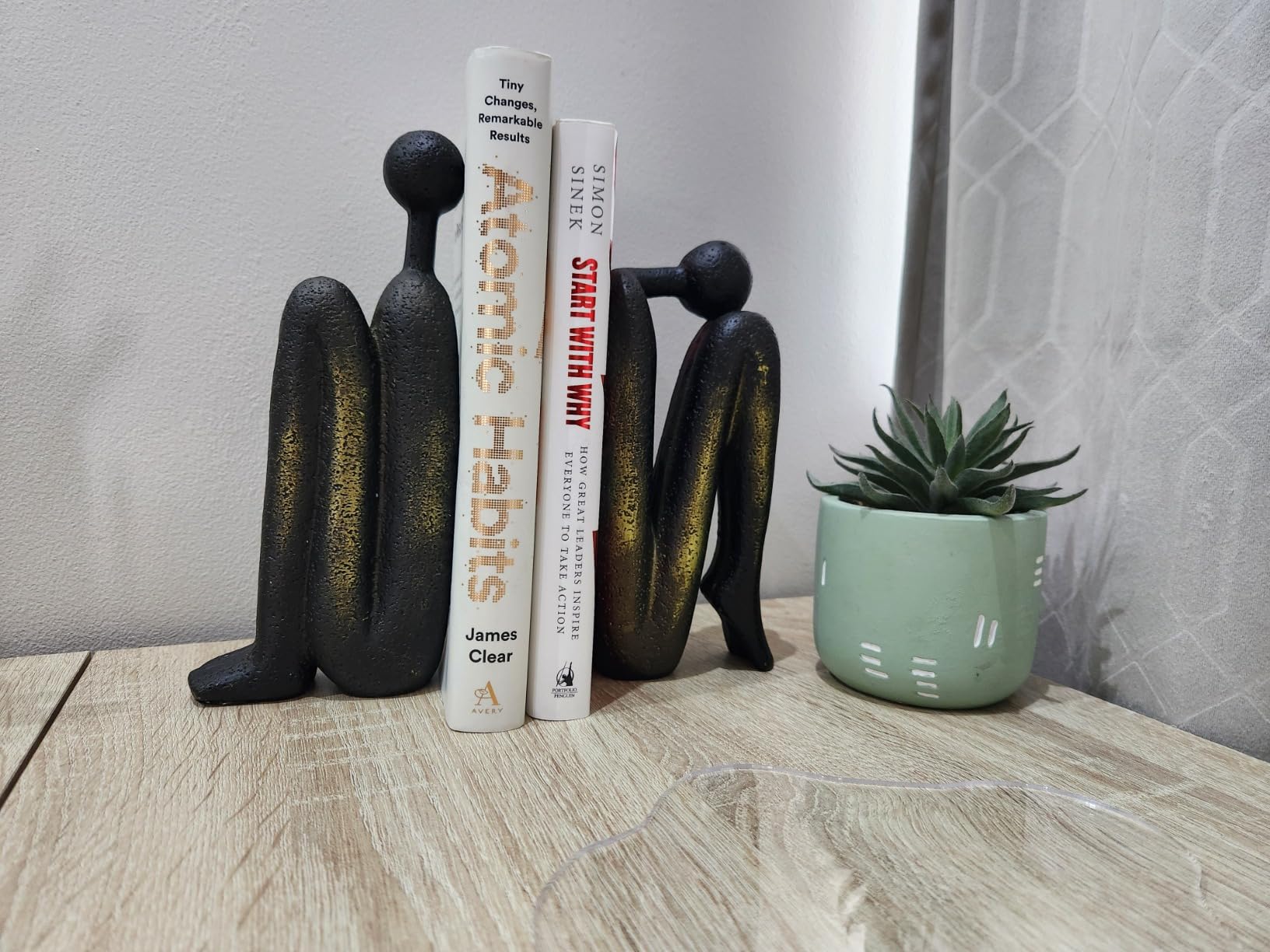 Lukitas Thinker Decorative Bookends, Non-Slip Book Holder, Resin 9'' customer photo 2
