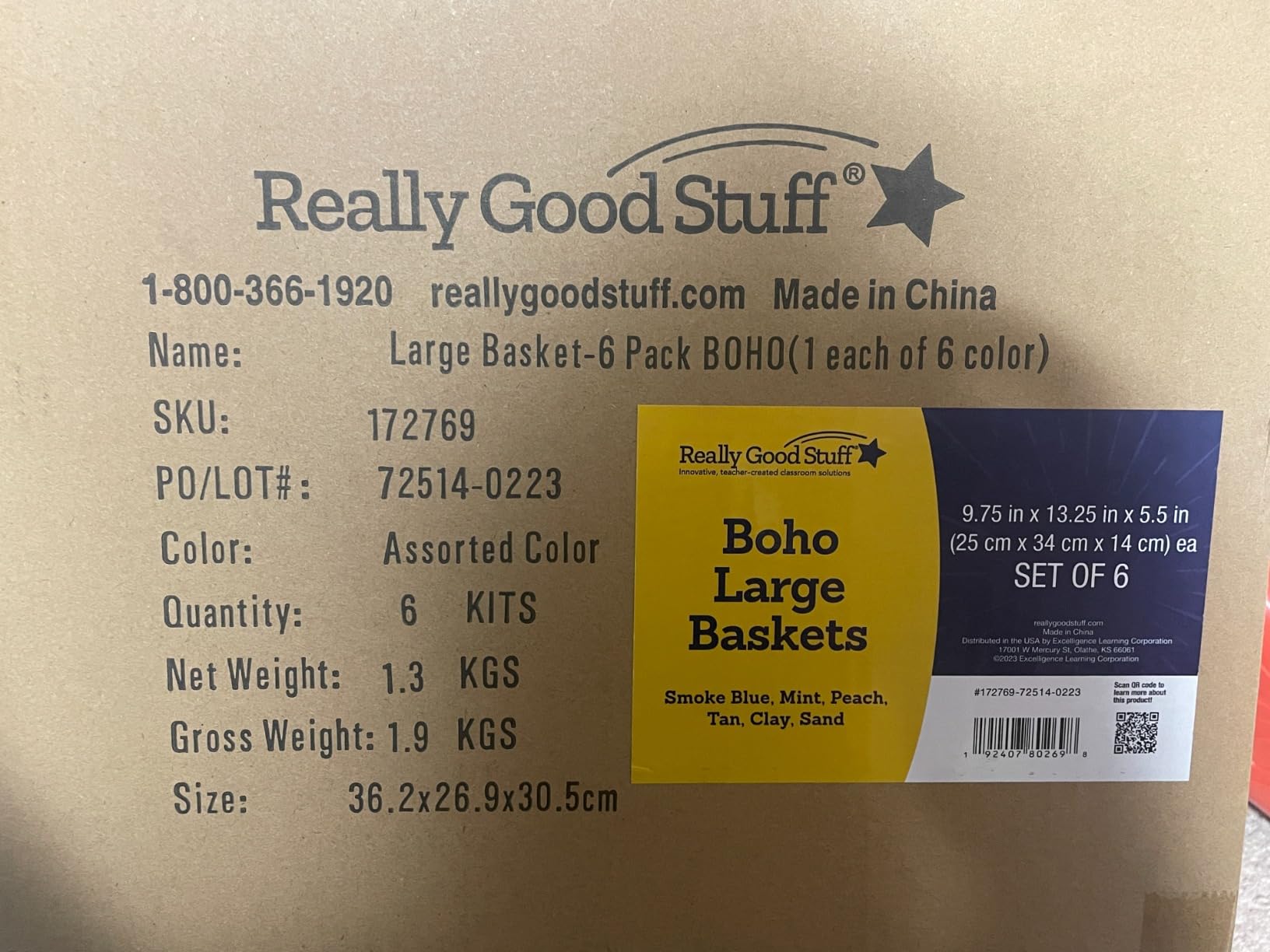 Really Good Stuff Medium Plastic Book Baskets, 11