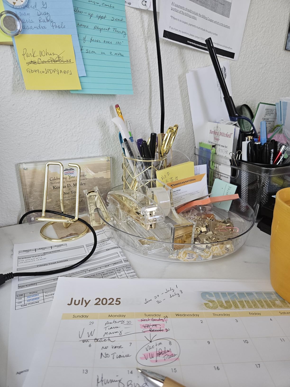 EOOUT Gold Office Supplies Set Desk Accessories, Acrylic Stapler Set Staple Remover, Phone Holder, Tape Holder, Pen Holder, 2 Ballpoint Pen, Scissor, Binder Clips, Ruler, Transparent Glue and Staples. | Clear Acrylic Desk Accessories, Organized Workspace, for Office Supplies and Daily Desk Essentials, Home Office Study customer photo 2