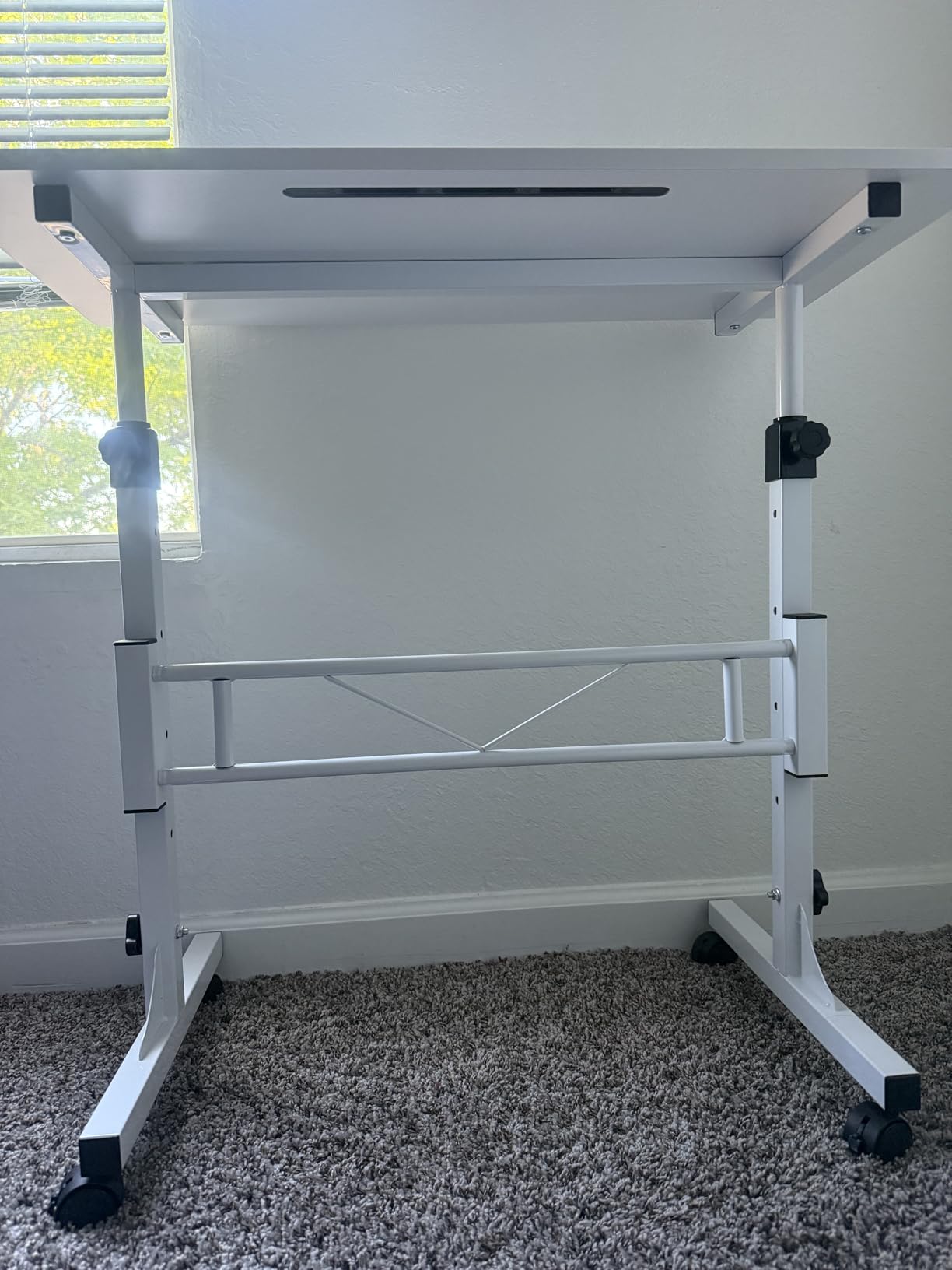 KLSMYHOKI Standing Desk Adjustable Height, Mobile Stand Up Desk with Wheels customer photo 2