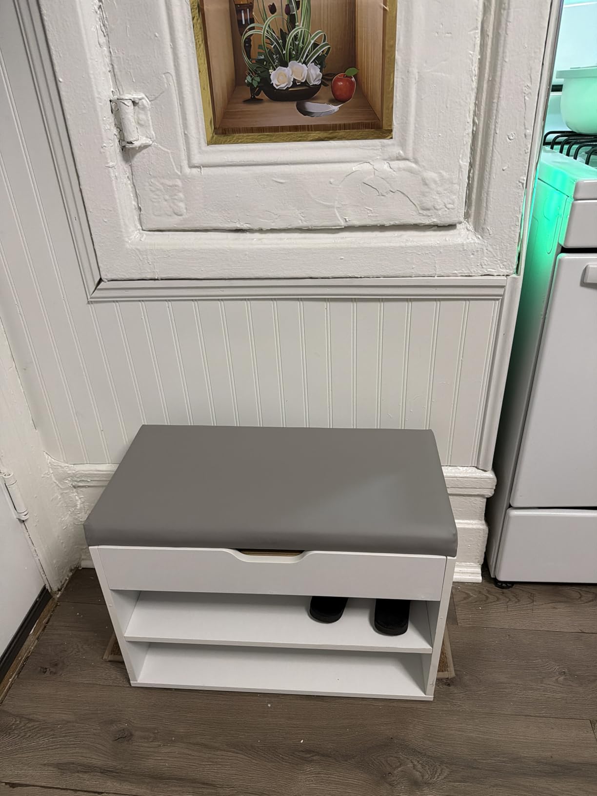 VASAGLE Storage Bench with Cushion, Shoe Bench,11.8 x 31.5 x 17.3 Inches customer photo 2