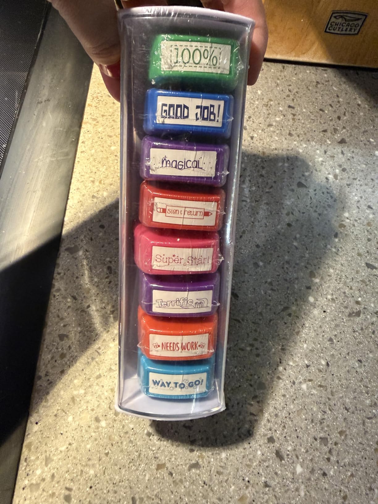 Teacher Stamps - Self Inking Motivational Encouraging, for School, Set of 8 customer photo 1