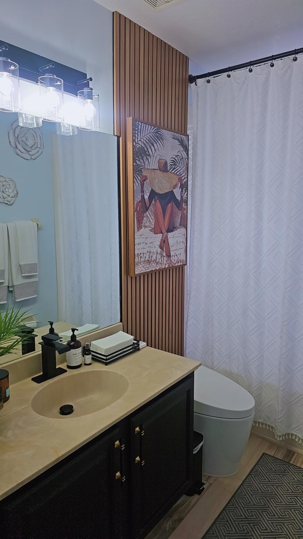 Art3d 4-Pack Soundproof Wood Slat Wall Panels, 94.5 x 7.9 Inch, Walnut customer photo 1