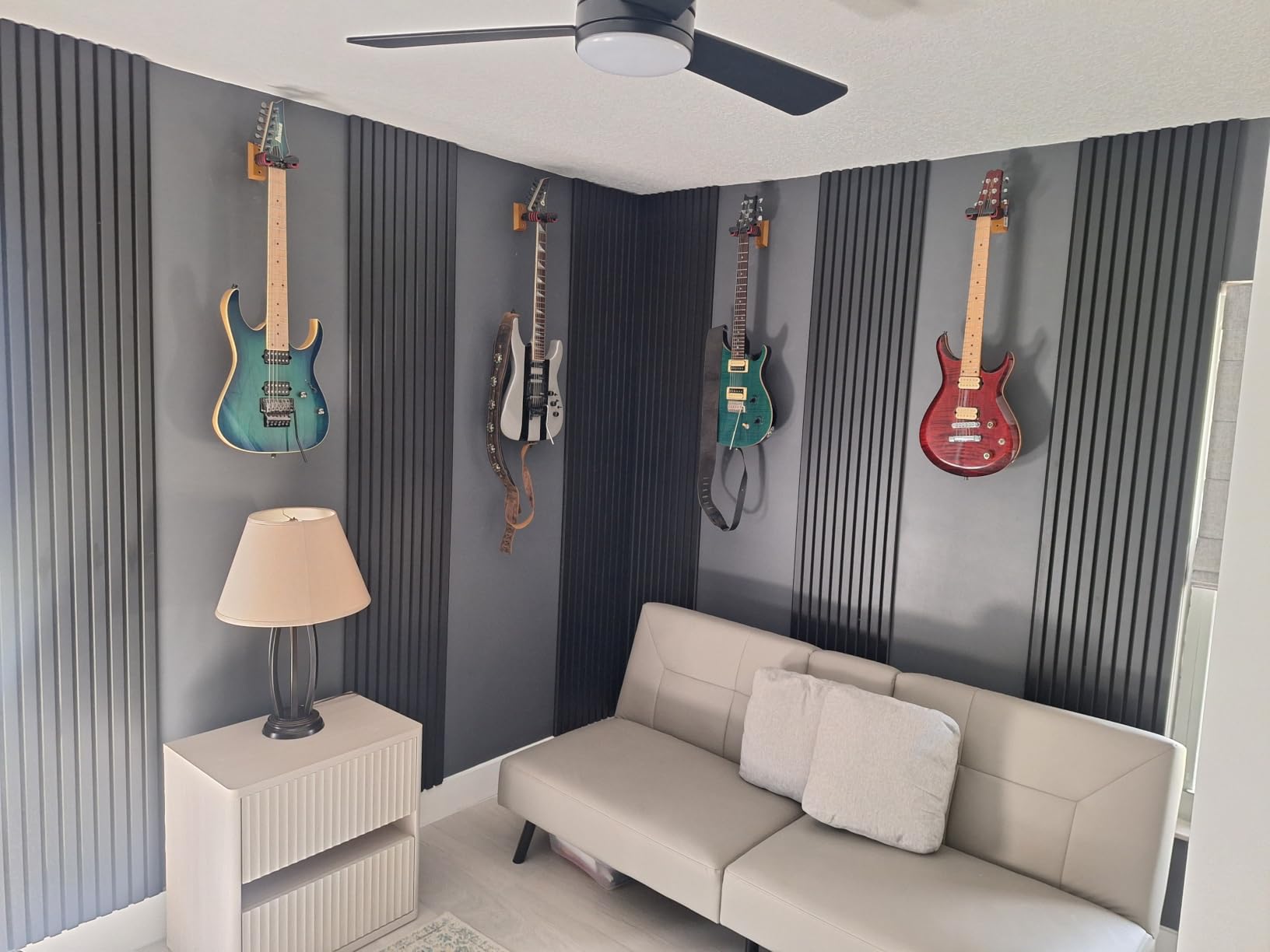 Art3d 4-Pack Soundproof Wood Slat Wall Panels, 94.5 x 7.9 Inch, Walnut customer photo 2