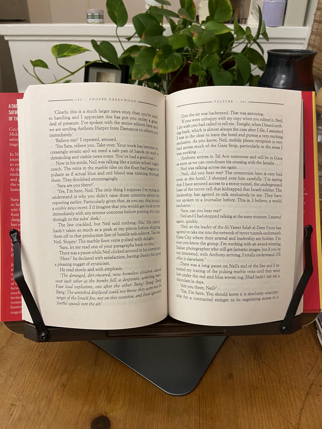 Tounee Book Stand for Reading, Adjustable Book Holder with 360° Swivel Base, Foldable Cookbook Stand Recipe Book Holder with Elastic Page Clips for Music Scores, Recipe, Tablet, Laptop-Gray customer photo 1