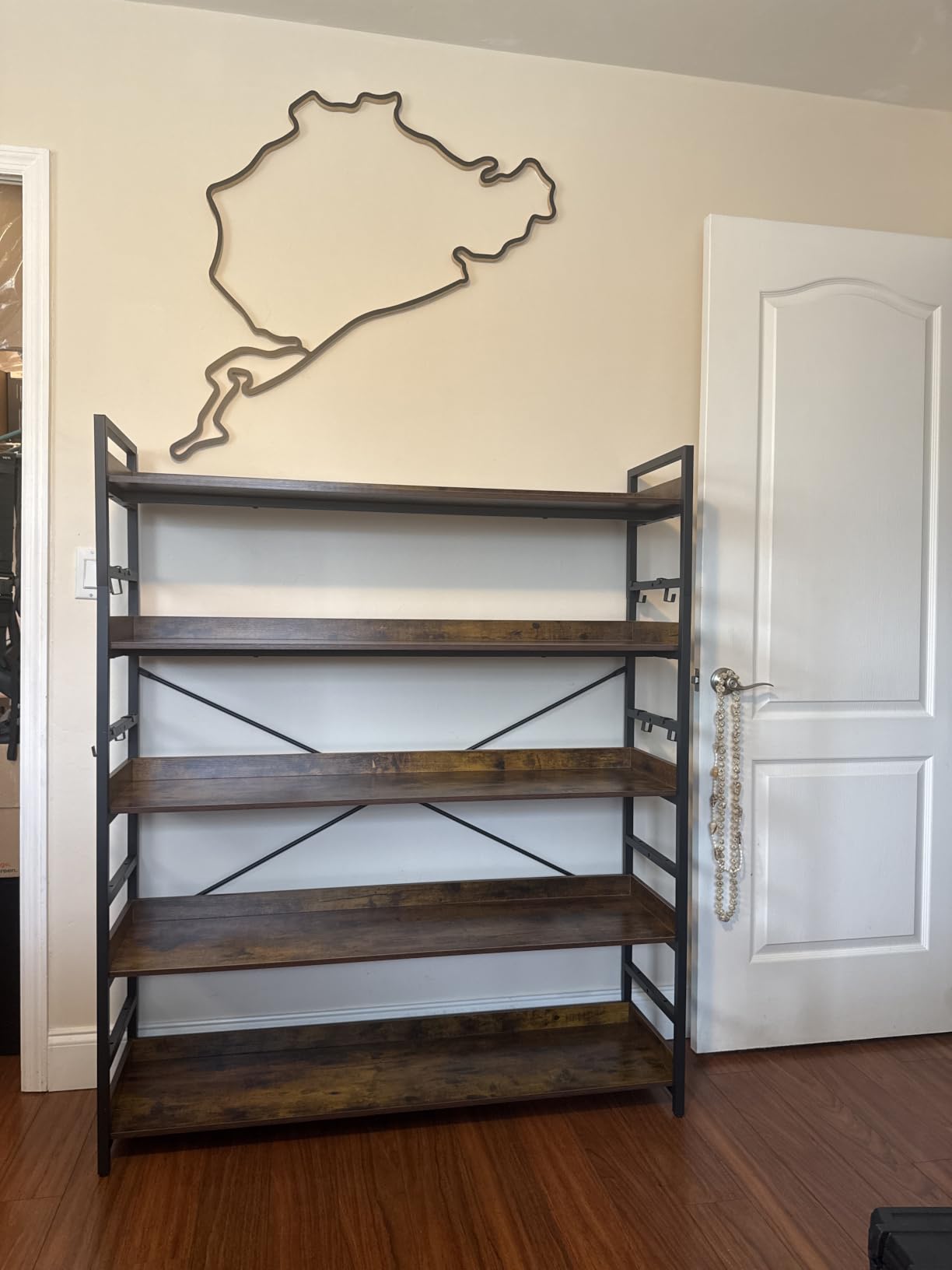 HCHQHS Adjustable 6 Tier Open Bookcase, Rustic Farmhouse Book Shelves, Industrial Wood and Black Metal Bookshelves, Mid Century Bookcase for Home Office Living Room Bedroom customer photo 1