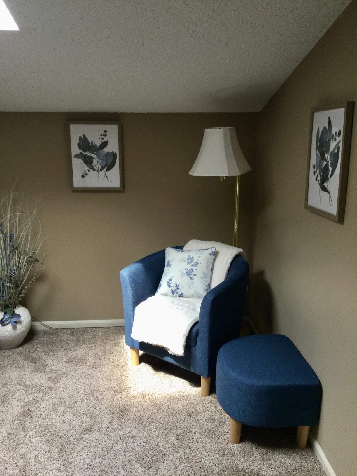 DAZONE Mid Century Modern Accent Chair with Ottoman Barrel Armchair Green customer photo 1
