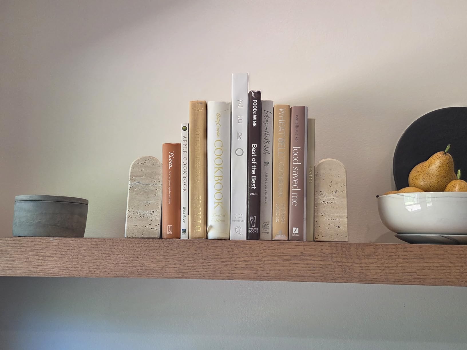 Koville African Natural Marble Bookends for Shelves, Decorative Book Ends, 7lbs Heavy-Duty Marble Book Holders, Bookshelf Apartment Decor for Normal Books/CD/Video Games(Bianco Fiora) customer photo 1